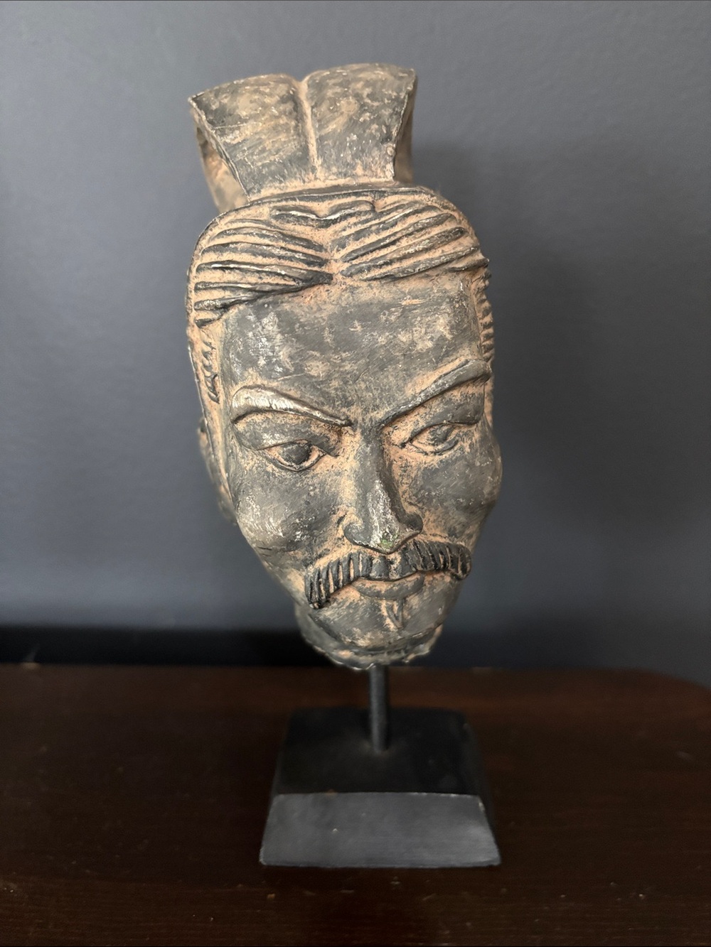 Chinese Warrior Metal Head Sculpture Qin Shi Huang Terracotta Army Reproduction